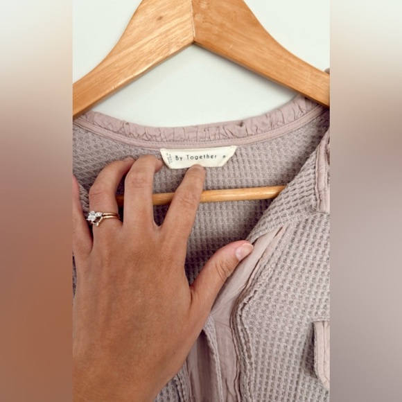 By Together Mauve Waffle Knit Shacket - Picture 4 of 7